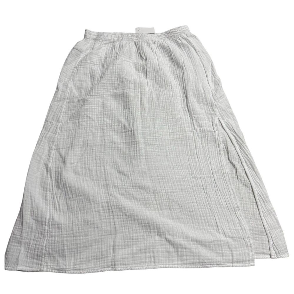 NWT J. Crew Skirt Pull On Gauze Cotton Knee Length Womens Size XS White Resort
